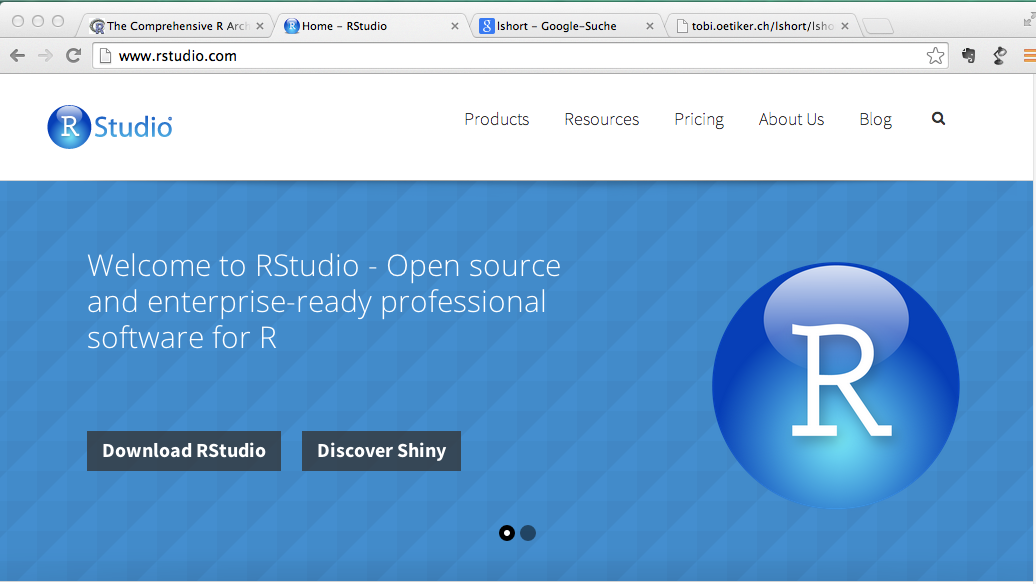 screenshot RStudio website